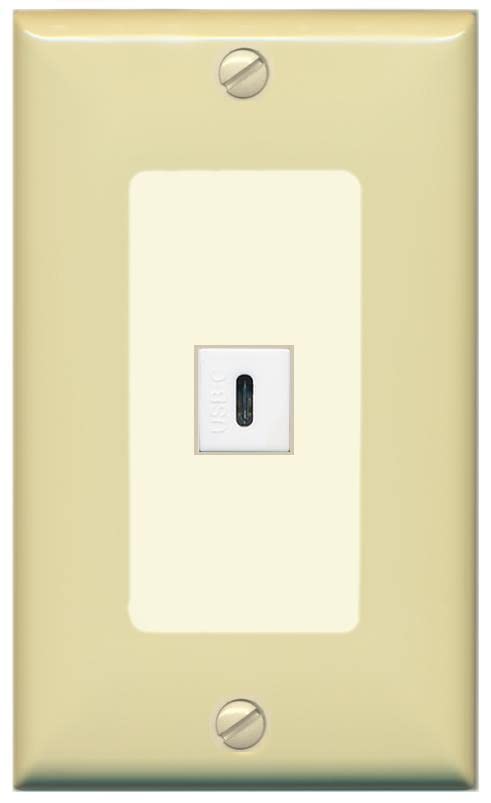 RiteAV USBC Wall Plate - 1 Gang [Ivory/Light-Almond]