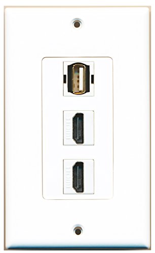 RiteAV 2 Port HDMI 1 USB A-A Wall Plate OVERSIZED
