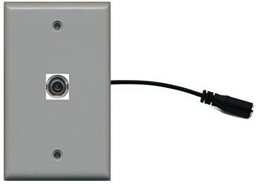 RiteAV (1 Gang Flat 3.5mm Wall Plate w/Pigtail Extension Cable Gray