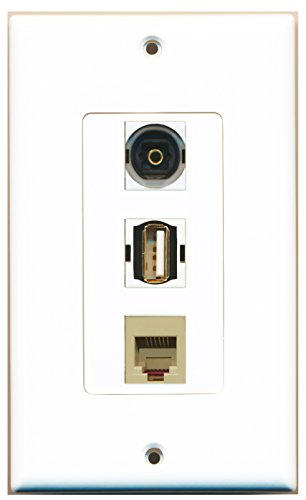 RiteAV 1 Port USB A-A 1 Port Phone RJ11 RJ12 Beige 1 Port Toslink Wall Plate OVERSIZED