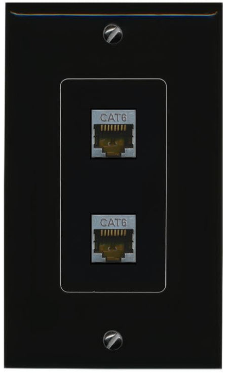 RiteAV 2 CAT6-SHIELDED Wall Plate Decorative [Black]