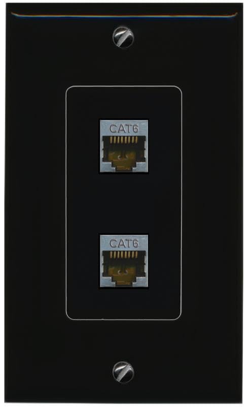 RiteAV 2 CAT6-SHIELDED Wall Plate Decorative [Black]