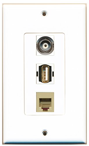 RiteAV 1 Port USB A-A 1 Port Phone RJ11 RJ12 Beige 1 Port BNC Wall Plate OVERSIZED