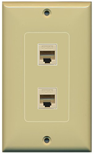 RiteAV (1 Gang Decorative 2 Cat6 Ivory Wall Plate Ivory
