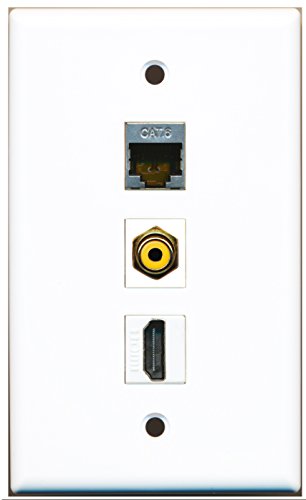 RiteAV - 1 Port HDMI and 1 Port RCA Yellow and 1 Port Shielded Cat6 Ethernet Wall Plate