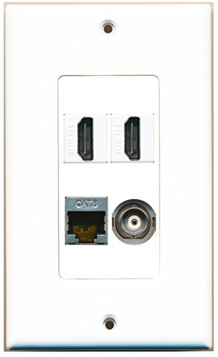 RiteAV 2 Port HDMI 1 Port Shielded Cat6 Ethernet 1 Port BNC Wall Plate OVERSIZED
