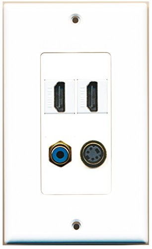 RiteAV 2 Port HDMI 1 Port RCA Blue 1 Port S-Video Wall Plate OVERSIZED