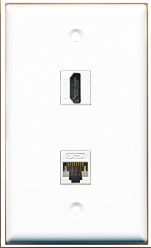 RiteAV - 1 HDMI and 1 Cat5e White Ethernet Port Keystone Wall Plate - Bracket Included