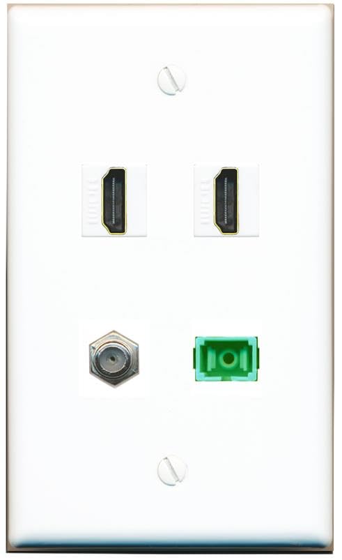 RiteAV - COAX 2 HDMI SC-APC Singlemode Simplex Wall Plate Flat White