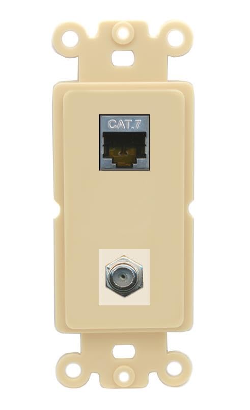 RiteAV Coax and Cat7 Wall Plate - Rocker [Ivory/Ivory]