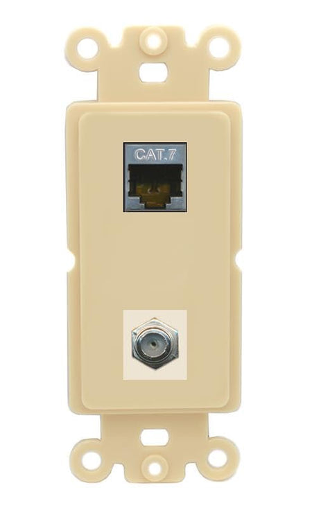 RiteAV Coax and Cat7 Wall Plate - Rocker [Ivory/Ivory]