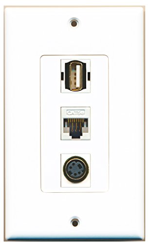 RiteAV 1 Port USB A-A 1 Port S-Video 1 Port Cat5e Ethernet White Wall Plate OVERSIZED