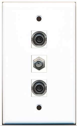 RiteAV - 1 Port Coax Cable TV- F-Type 2 Port 3.5mm Wall Plate