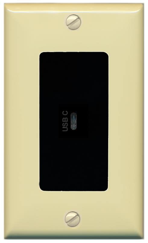 RiteAV USBC Wall Plate - 1 Gang [Ivory/Black]