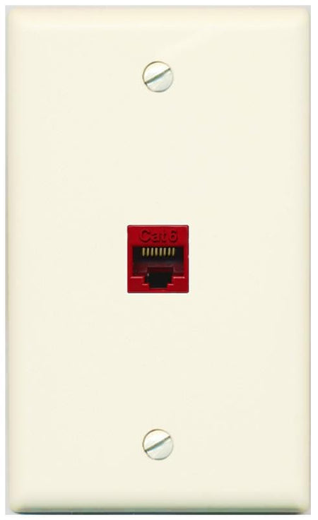 RiteAV CAT6-RED Wall Plate Flat/Solid [Light-almond]