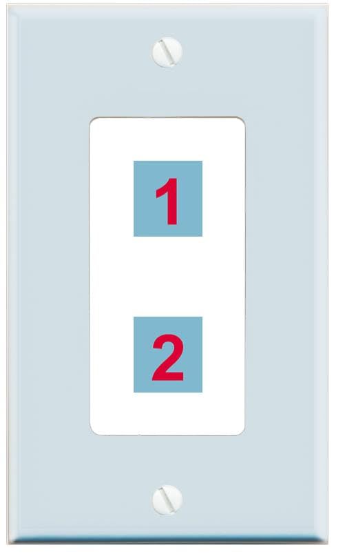 RiteAV Custom Wall Plate 2 Port - 1 Gang Decorative [Sky Blue/White]