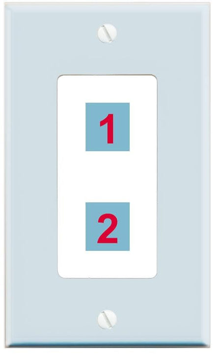 RiteAV Custom Wall Plate 2 Port - 1 Gang Decorative [Sky Blue/White]