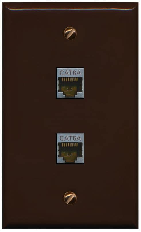 RiteAV 2 Port Cat6A Wall Plate - Flat [Brown/Brown]