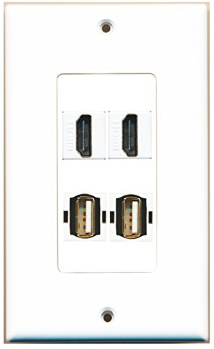 RiteAV 2 Port HDMI 2 Port USB A-A Wall Plate OVERSIZED