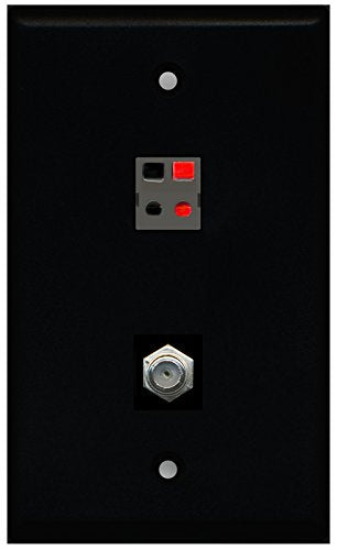 RiteAV - Black 1 Port Coax Cable TV- F-Type 1 Port Speaker Wall Plate