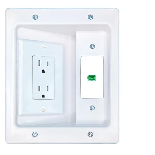 RiteAV SC-APC-SX Recessed WalL Plate Cable Concealer Management Kit with Power Outlet Hides Cords and Cables