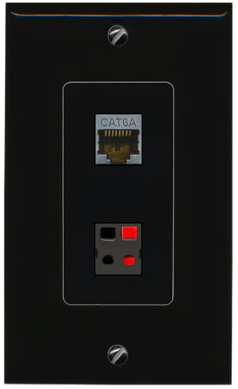 RiteAV CAT6A Speaker Wall Plate Decorative [Black]