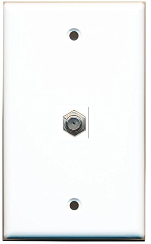 RiteAV Coax Cable TV Wall Plate 1 Gang Flat - White