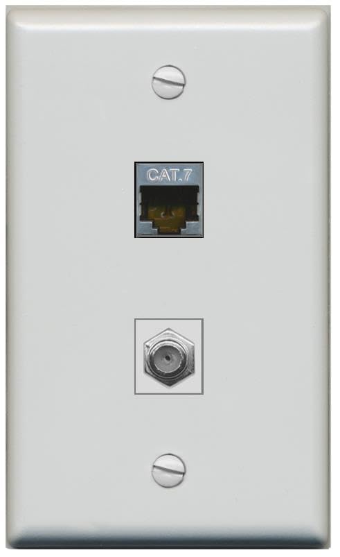 RiteAV Coax and Cat7 Wall Plate - Flat [Gray/Gray]