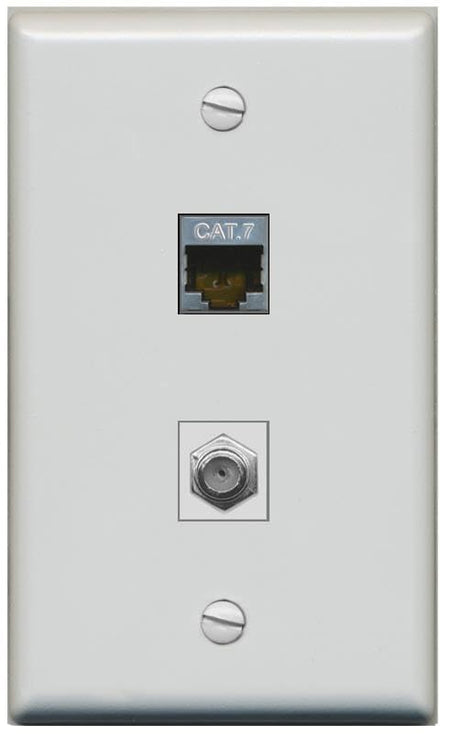 RiteAV Coax and Cat7 Wall Plate - Flat [Gray/Gray]