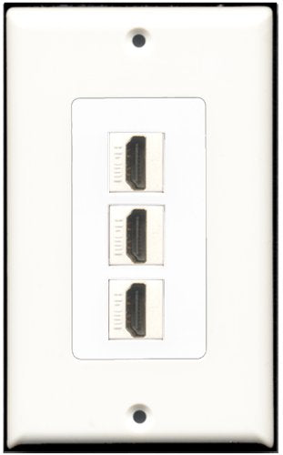 3 Port Hdmi Keystone Decorative Wall Plate White and 2 Pack of 6ft HDMI 1.4 Cables