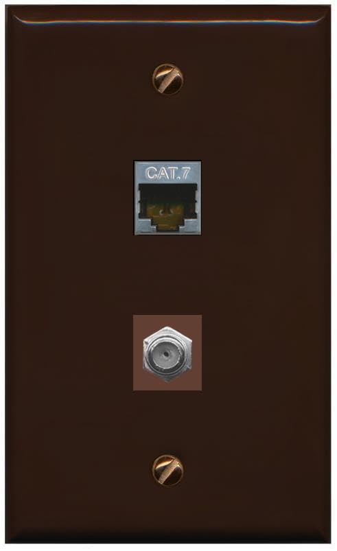RiteAV Coax and Cat7 Wall Plate - Flat [Brown/Brown]