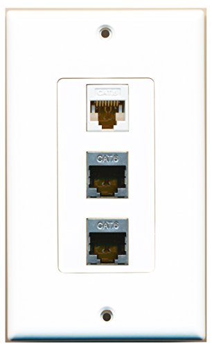 RiteAV 2 Port Shielded Cat6 Ethernet 1 Port Cat6 Ethernet White Wall Plate OVERSIZED