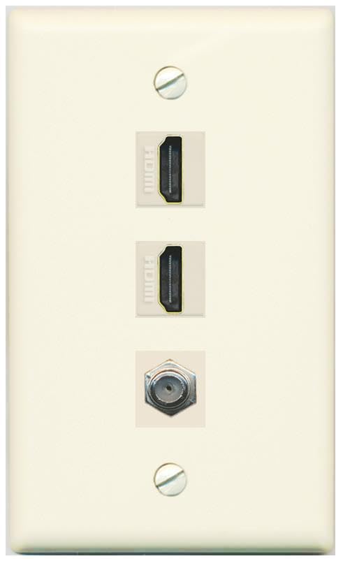 COAX 2 HDMI Wall Plate-Flat Light-Almond