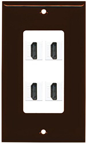 RiteAV HDMI 2.0 Keystone Decorative Wall Plate - Brown/White 4 Port