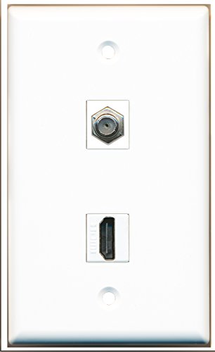 RiteAV - 1 Port HDMI Right Angle with 1 Coax Cable TV Port Wall Plate Female to Female White