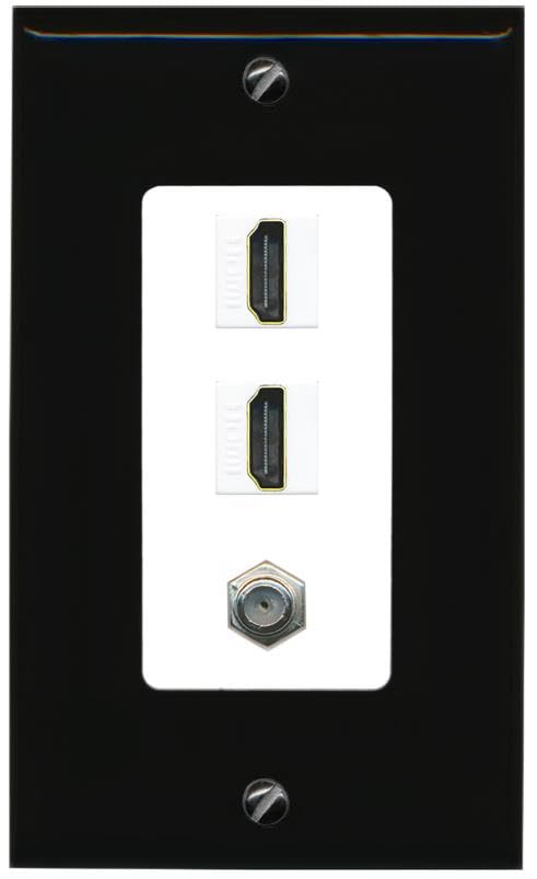 Coax 2 HDMI Wall Plate-1 Gang Black/White