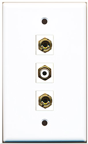 RiteAV - 1 Port RCA White 2 Port Banana Speaker Wall Plate