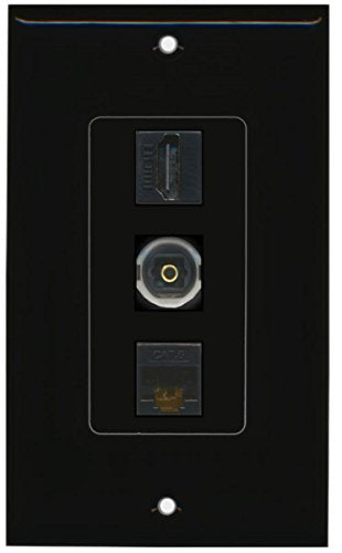 RiteAV - 1 Port HDMI and 1 Port Toslink and 1 Port Cat6 Ethernet Decorative Wall Plate - Black