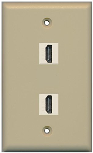 RiteAV 2 HDMI Port Female-Female Wall Plate Flat Medium Ivory - Bracket Included