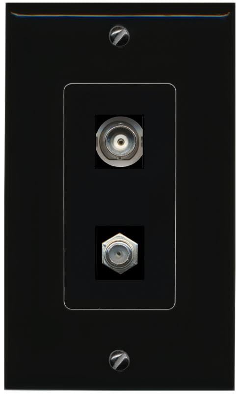 RiteAV BNC Coax Wall Plate Decorative [Black]