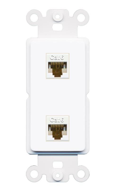 RiteAV 2 Port Cat6 Ethernet Wall Plate - Rocker [White/White]