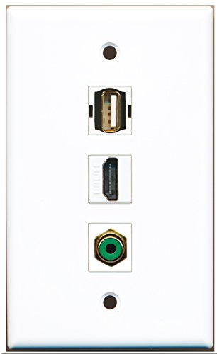 RiteAV - 1 Port HDMI 1 RCA Green 1 USB A-A Wall Plate