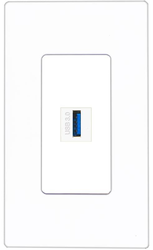 RiteAV USB-3 Wall Plate Screwless [White]