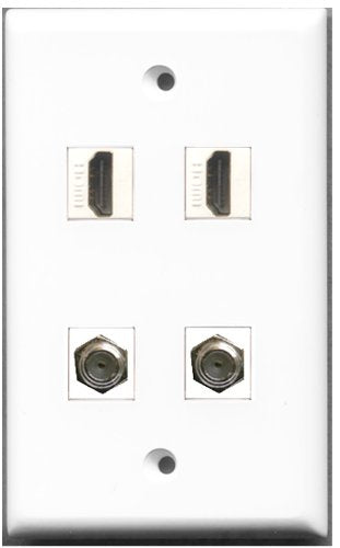 RiteAV - 2 Port HDMI 2 Port Coax Cable TV- F-Type Wall Plate