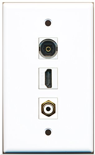RiteAV - 1 Port HDMI 1 RCA White 1 Toslink Wall Plate