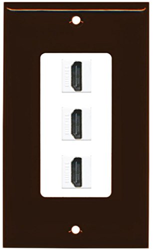 RiteAV HDMI 2.0 Keystone Decorative Wall Plate - Brown/White 3 Port