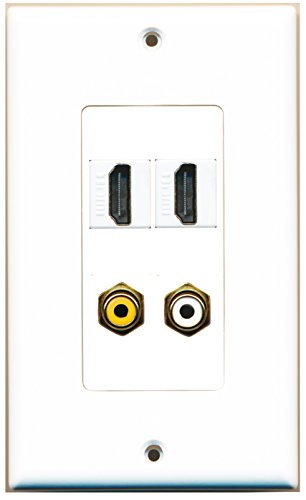 RiteAV 2 Port HDMI 1 Port RCA White 1 Port RCA Yellow Wall Plate OVERSIZED