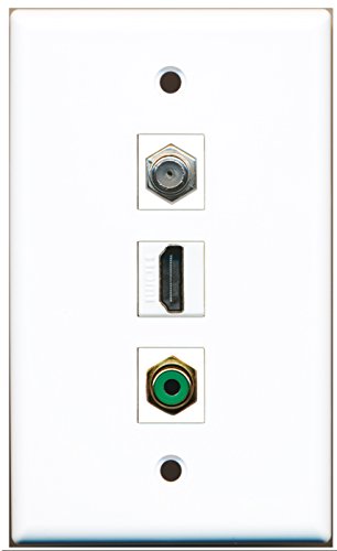 RiteAV - 1 Port HDMI 1 RCA Green 1 Coax Cable TV- F-Type Wall Plate