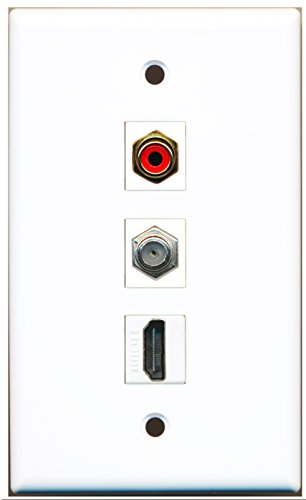 RiteAV - 1 Port HDMI and 1 Port RCA Red and 1 Port Coax Cable TV- F-Type Wall Plate
