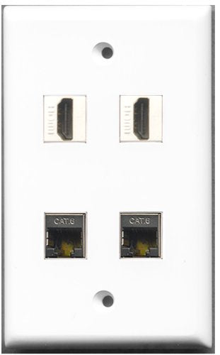 RiteAV - 2 Port HDMI 2 Port Shielded Cat6 Ethernet Wall Plate